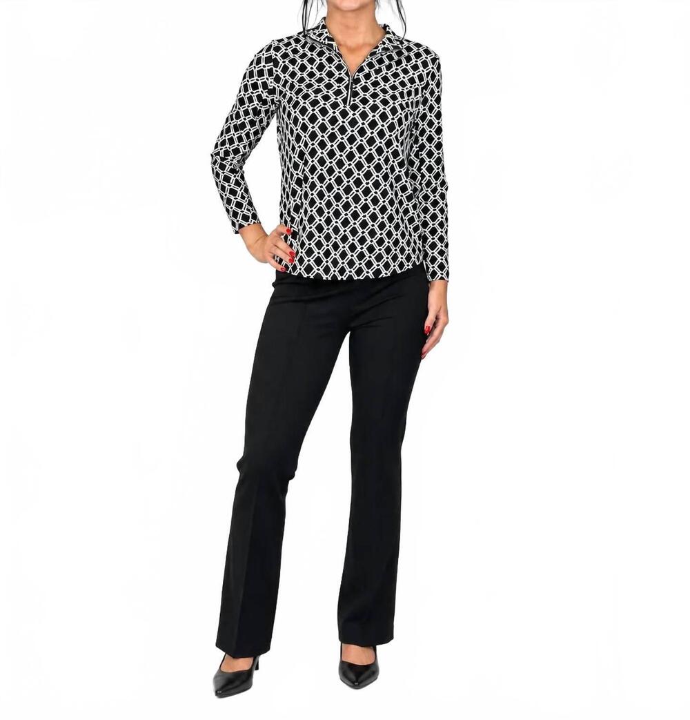 NEW LULU-B print 1/4 zip upf 50+ top in black/white